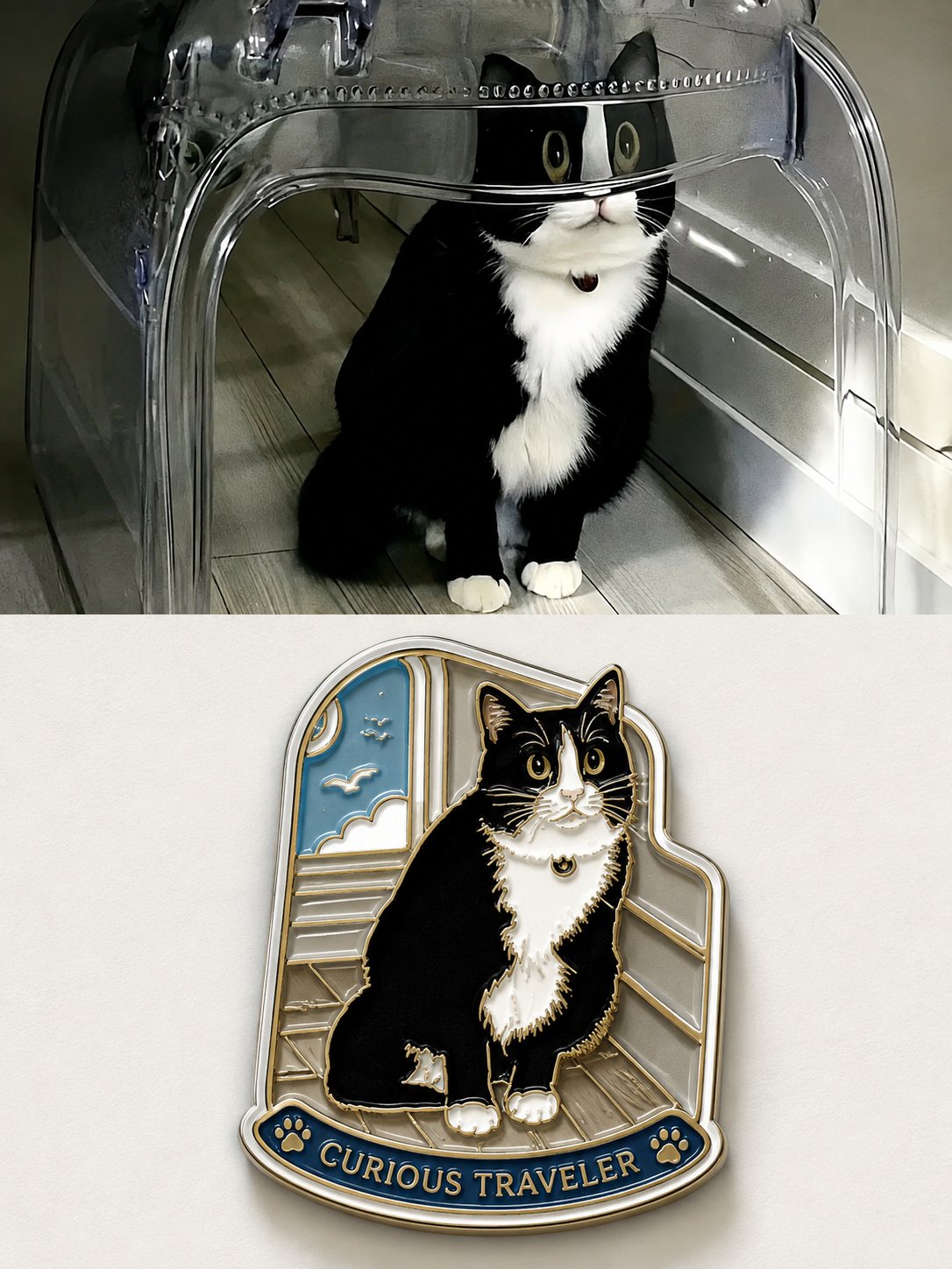 Gilded Enamel Travel Badge artwork example 2