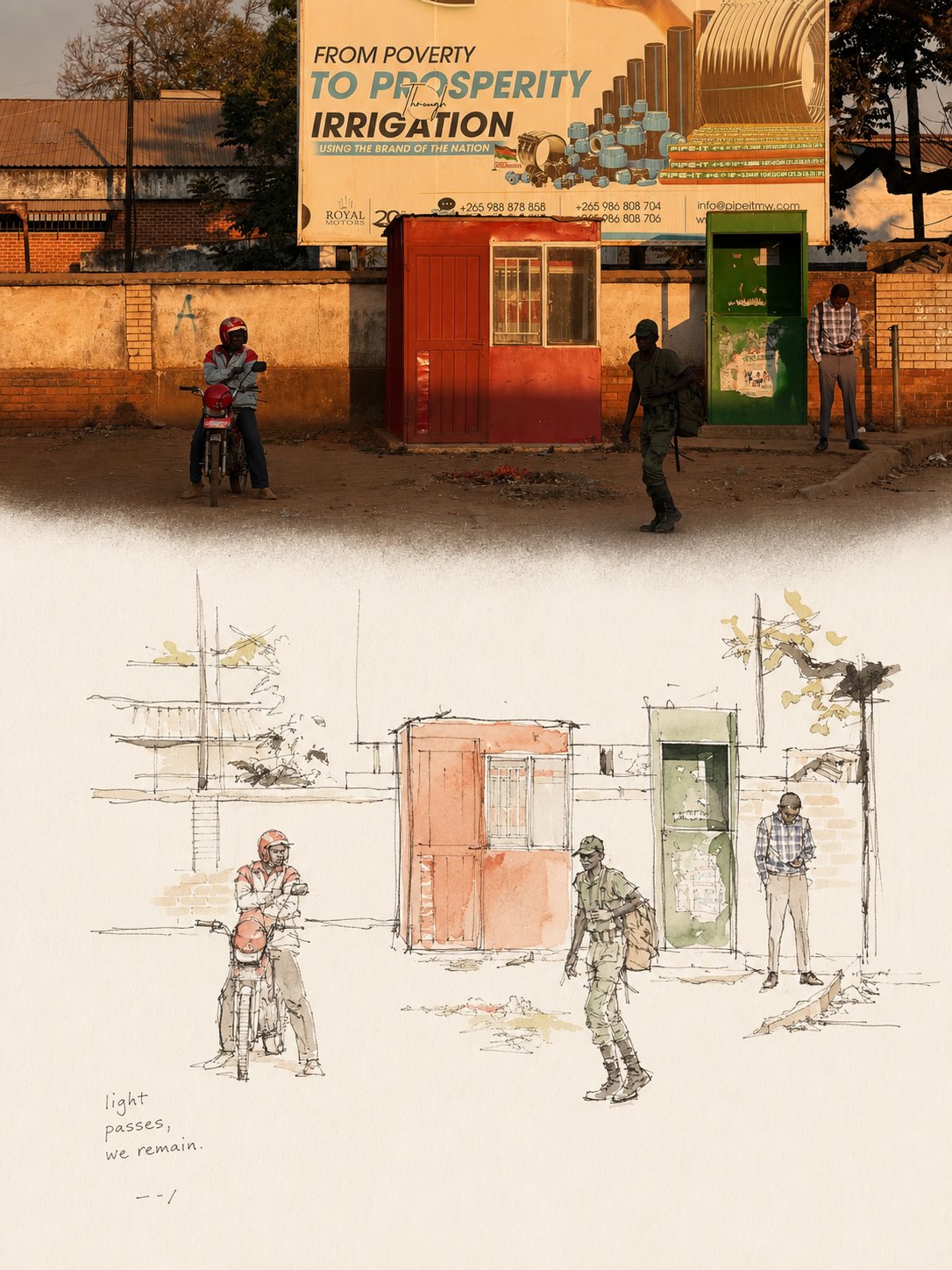 Observational Pen-and-Wash Sketch photo art example