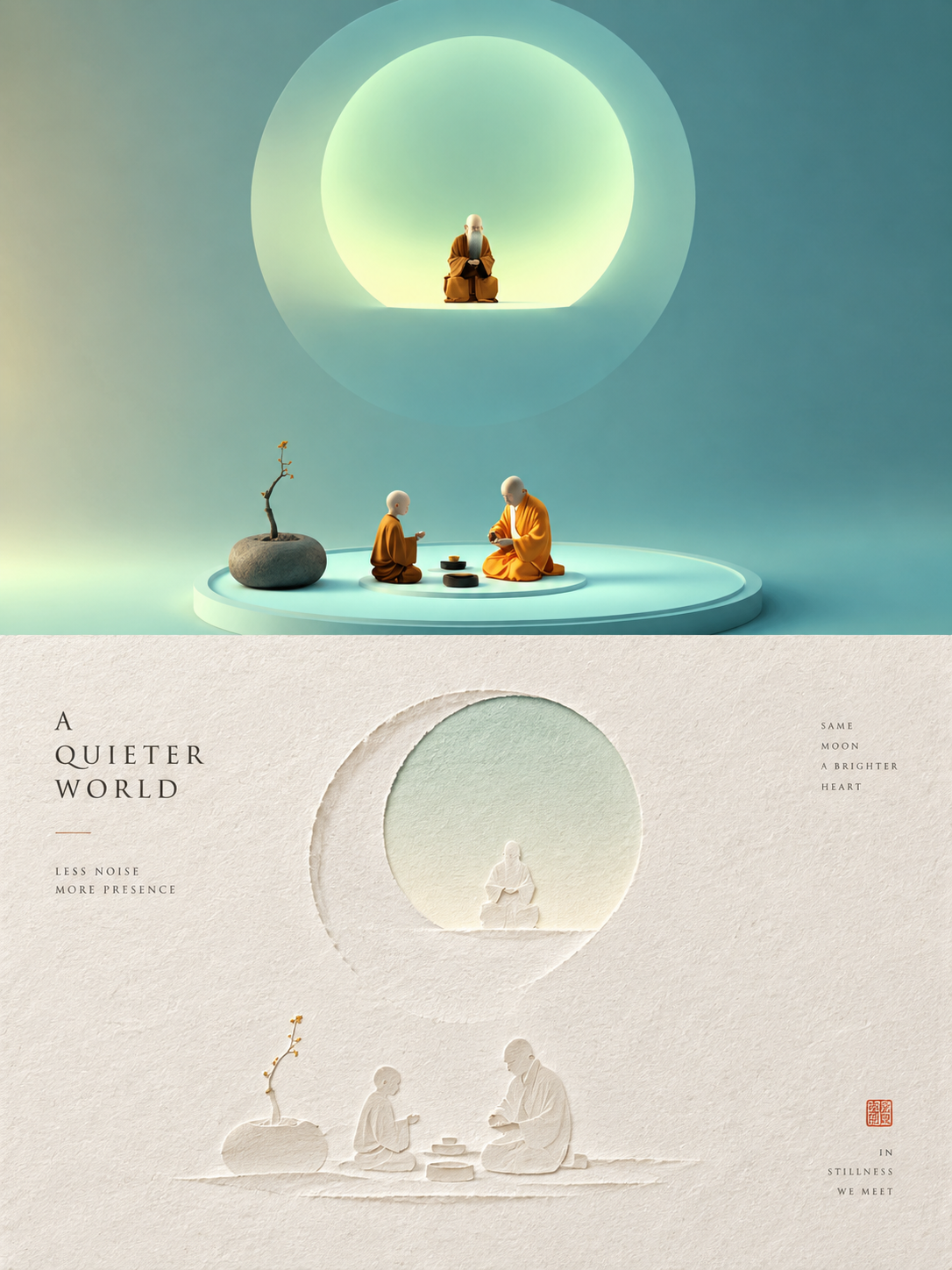 Oriental Minimalist Paper Relief photo art example
