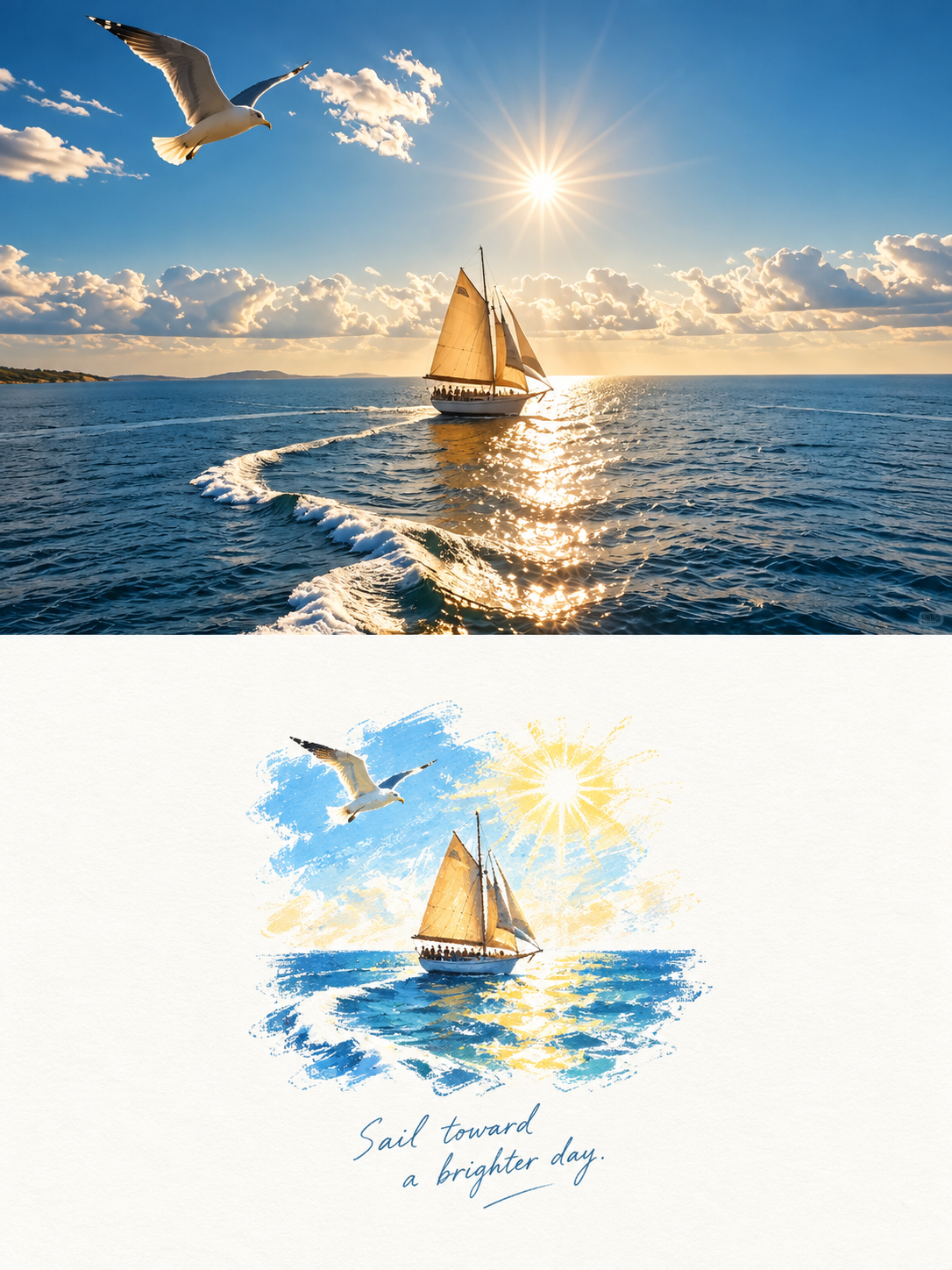 Gouache Dry-Brush Vignette photo art example