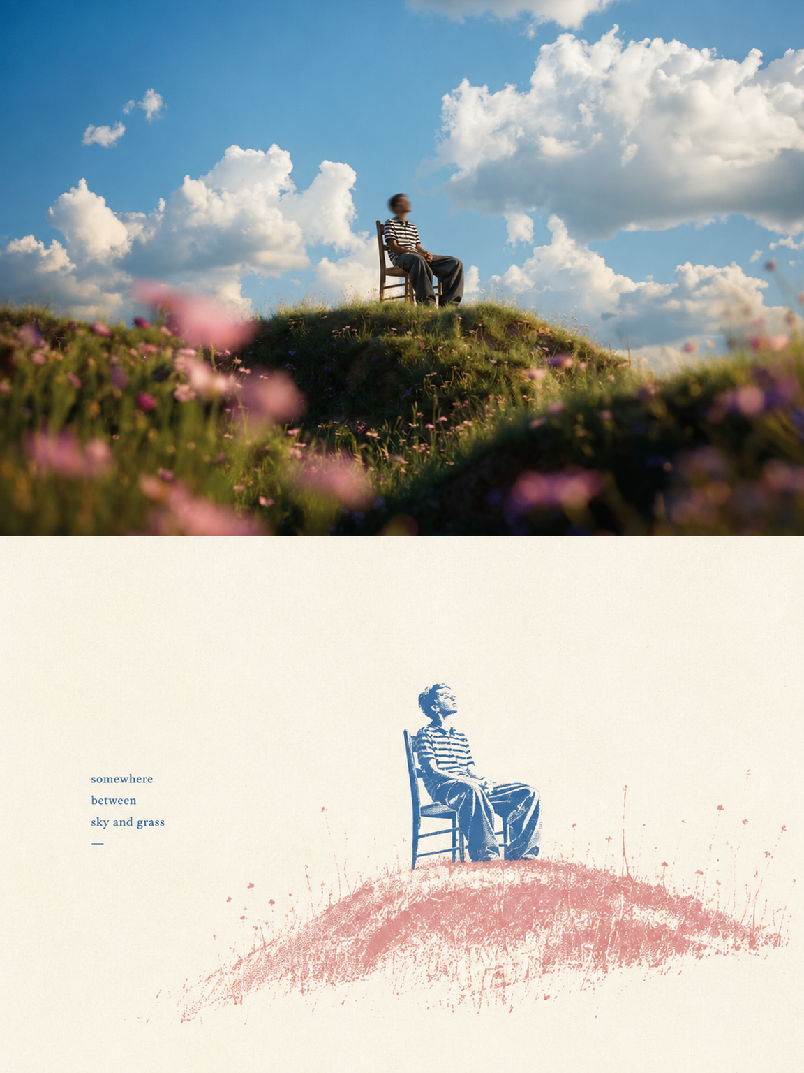 Duotone Risograph Editorial Illustration photo art example
