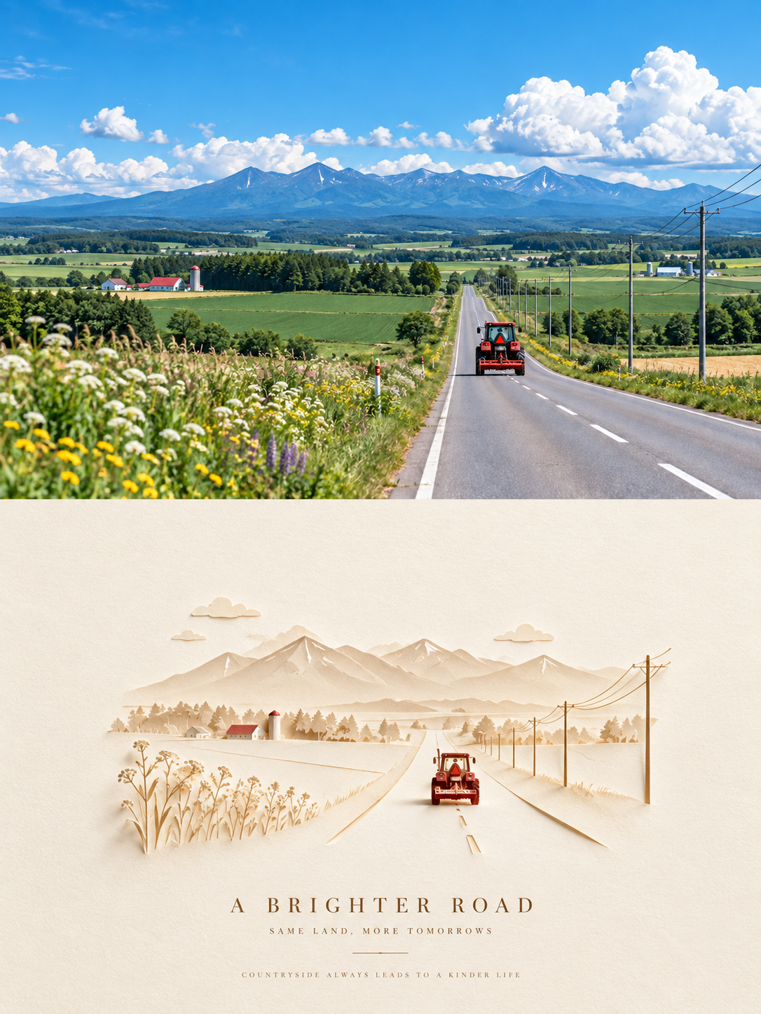 Minimalist Paper-Cut Vignette photo art example